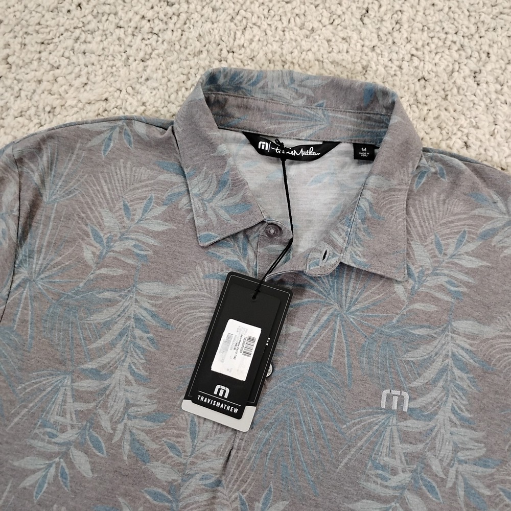 Travis Mathew Shirt Men Medium Multicolor Polo Geometric Golf Performance Floral